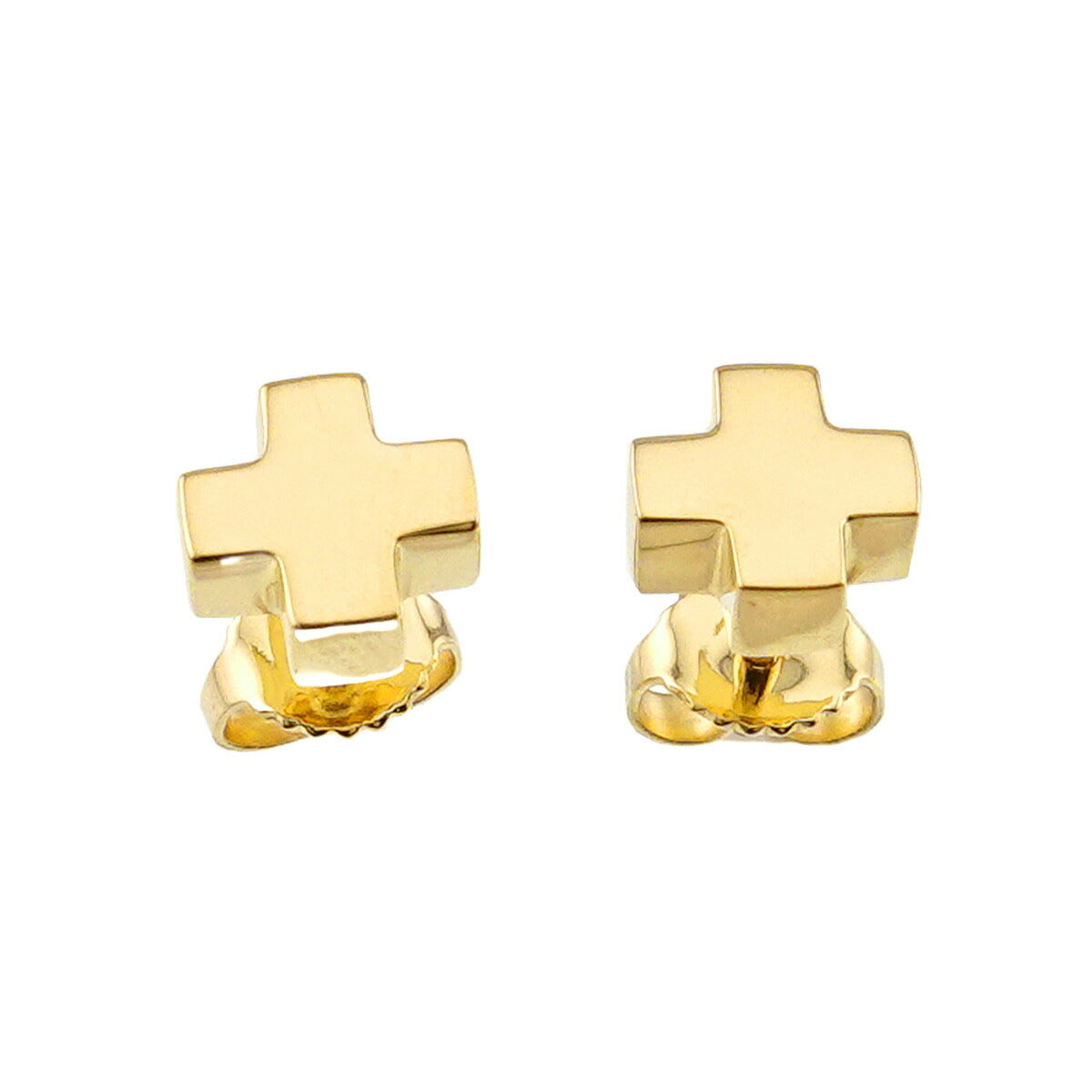 Roman Cross Earrings Pierced 18K Yellow Gold 750