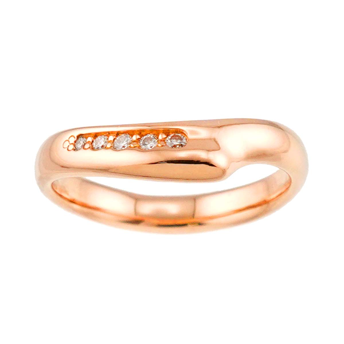 Open Heart Diamond Ring 18K PG 750 Size4.5(US)