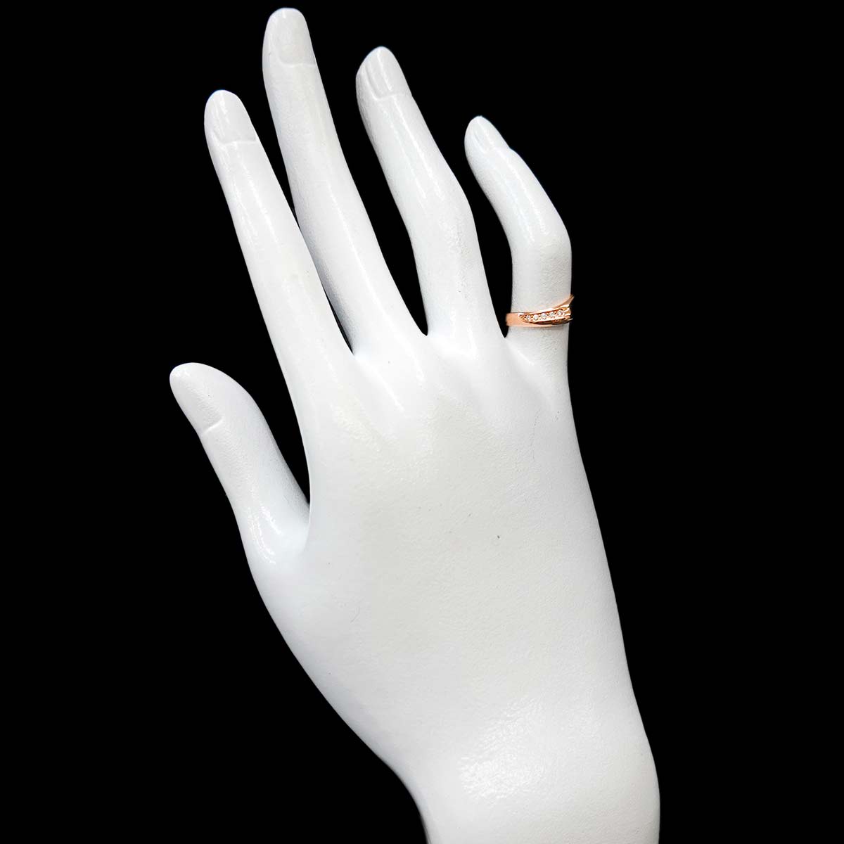 Open Heart Diamond Ring 18K PG 750 Size4.5(US)