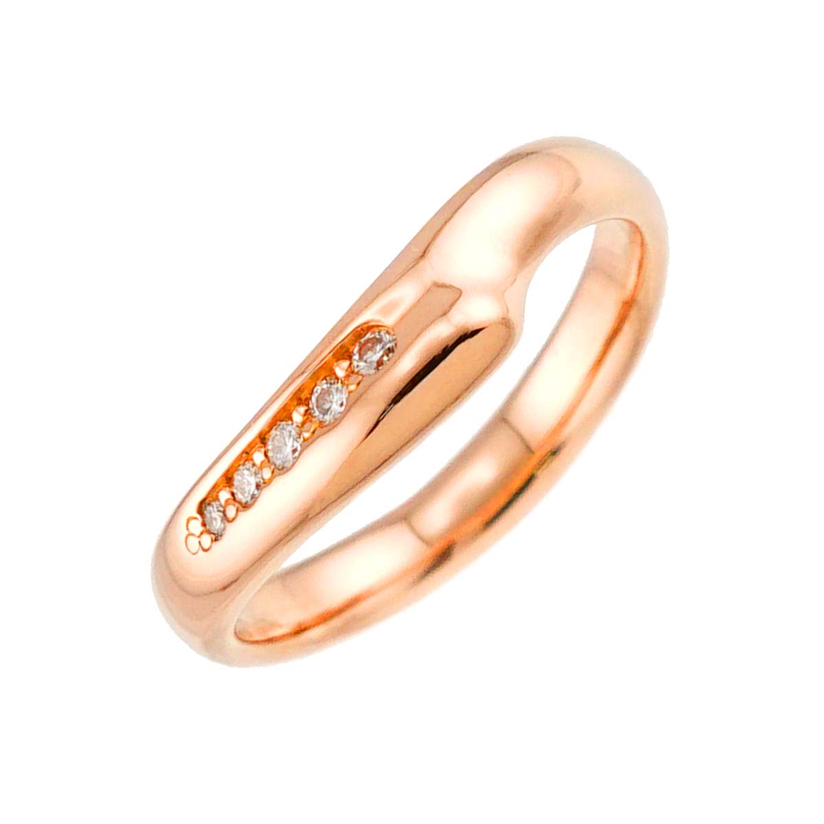 Open Heart Diamond Ring 18K PG 750 Size4.5(US)