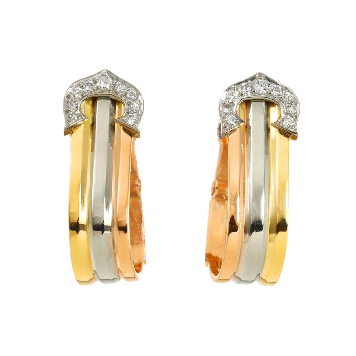 2C Trinity Diamond Earrings Clip-on 18K YG PG WG 750