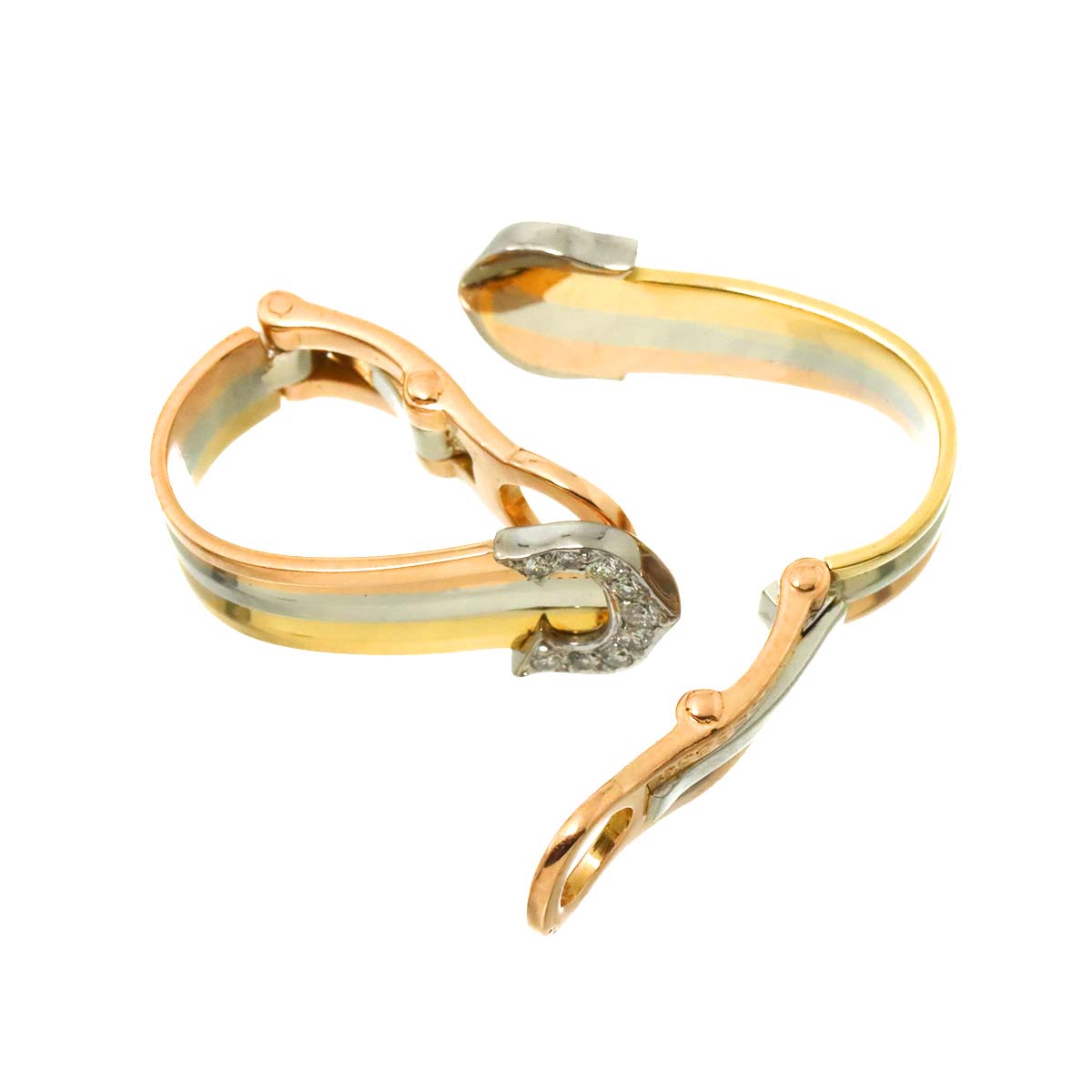 2C Trinity Diamond Earrings Clip-on 18K YG PG WG 750