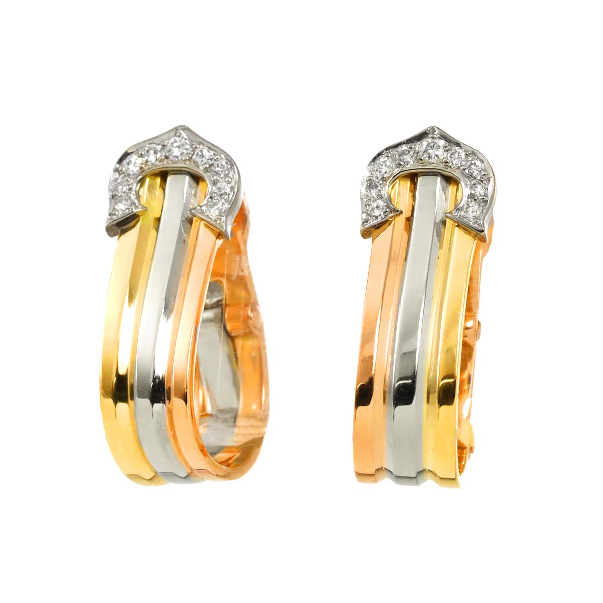 2C Trinity Diamond Earrings Clip-on 18K YG PG WG 750