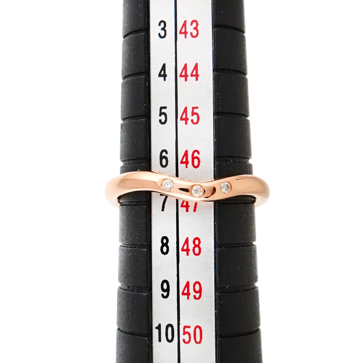 Curved Band Diamond Ring 18K PG 750 Size4(US)