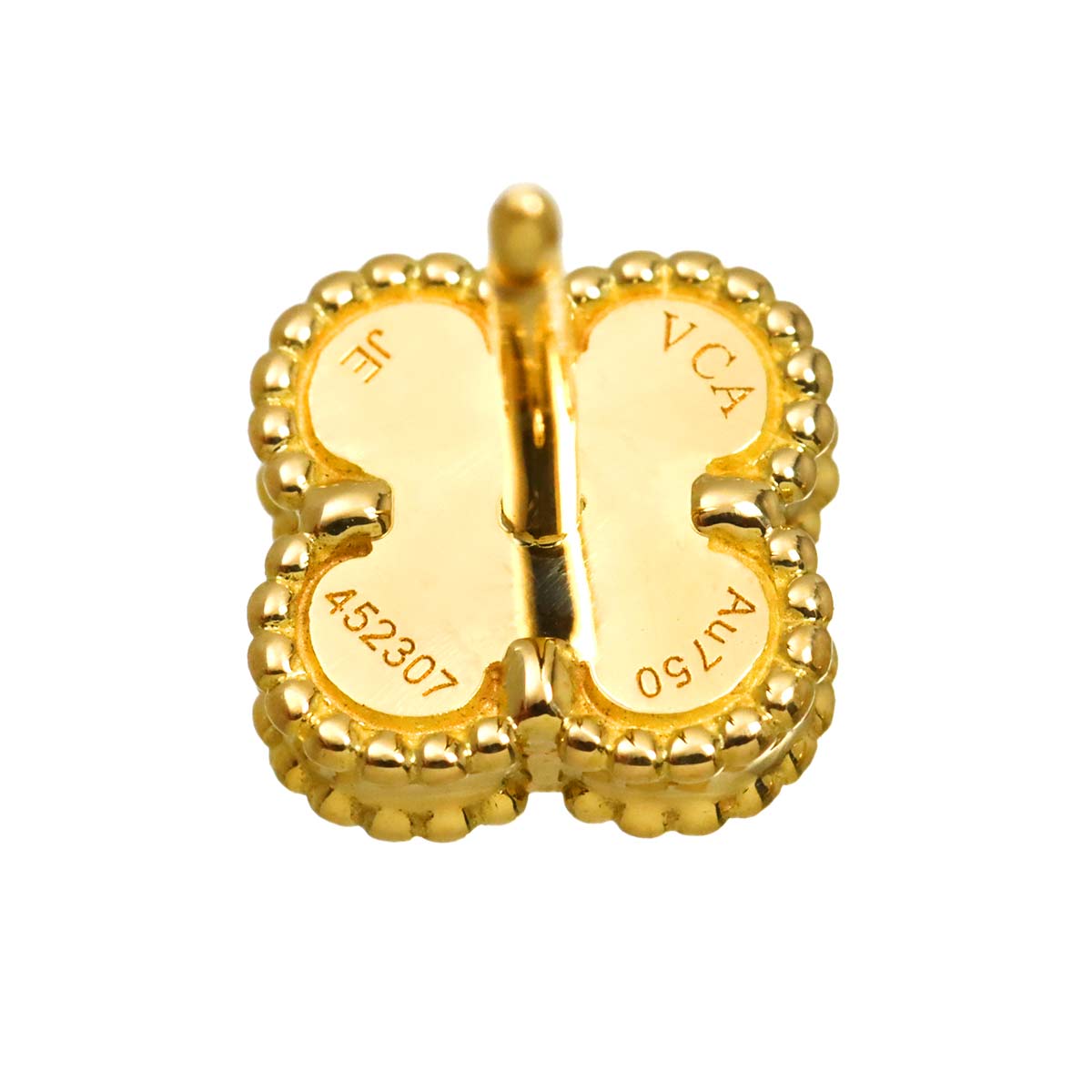 Sweet Alhambra Onyx Earrings Pierced 18K YG 750