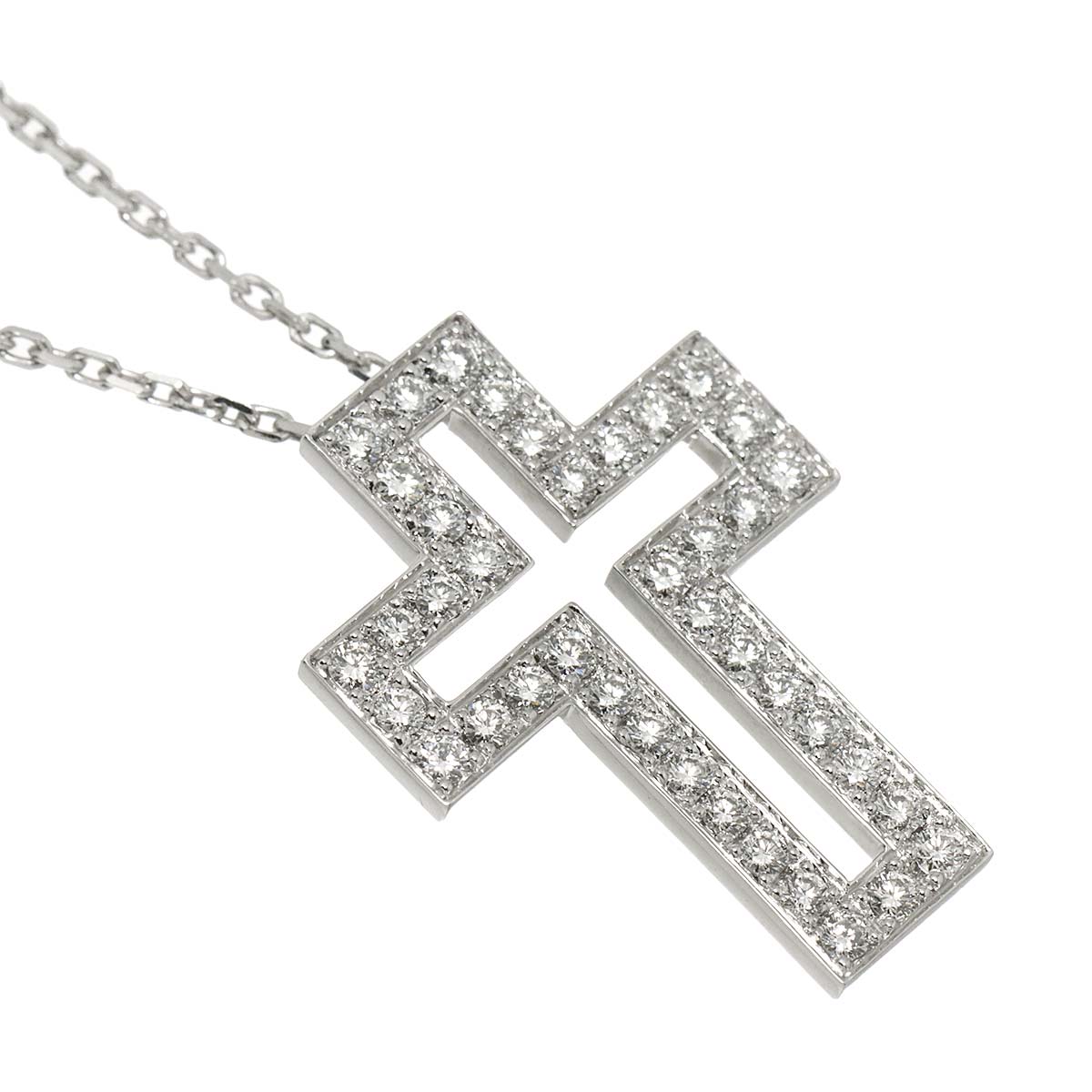 Cross Diamond Necklace 18K WG 750