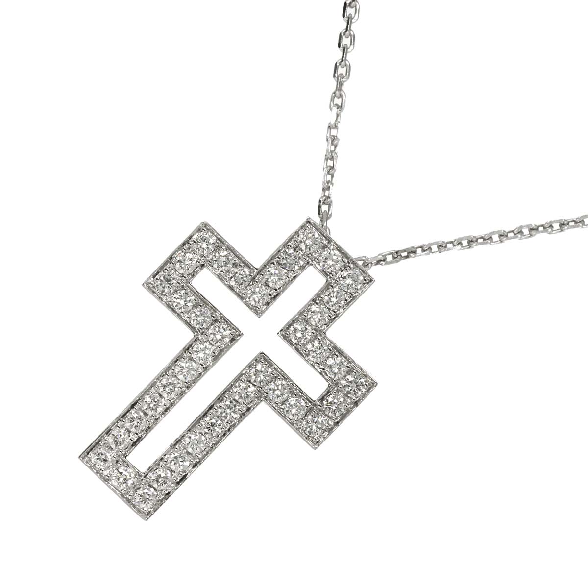 Cross Diamond Necklace 18K WG 750