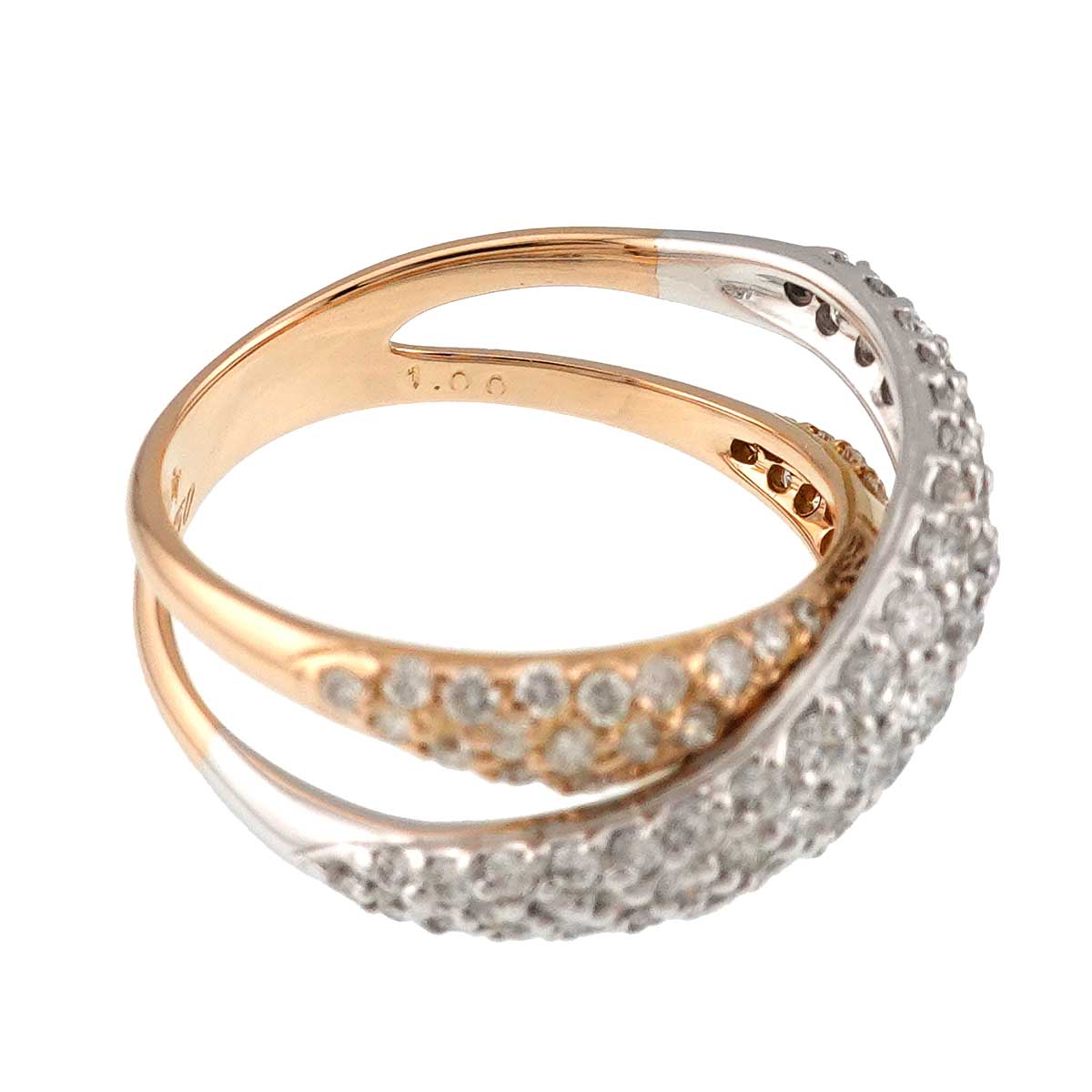 Diamond 1.00ct Ring 18K WG PG 750 5.5-5.75(US)