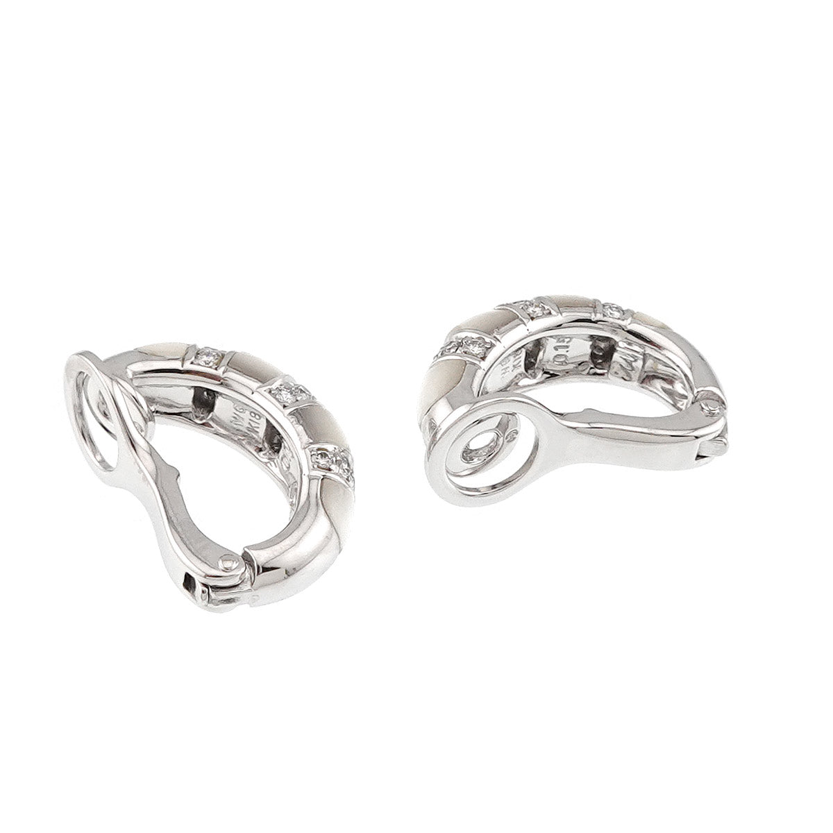Diamond 0.15ct/0.15ct MOP Earrings Clip on 18K WG 750