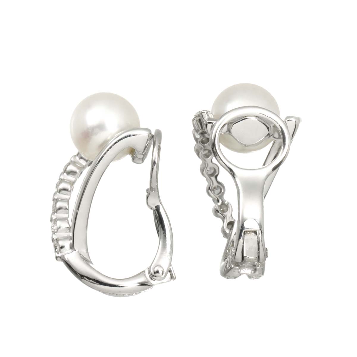 Akoya Pearl Diamond 0.13ct/0.13ct Earrings Clip on 18K WG 750