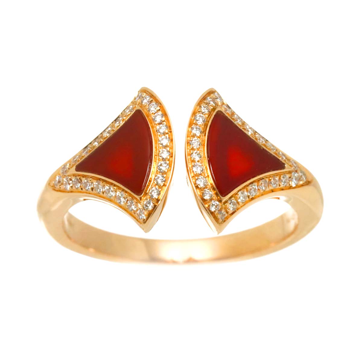 Carnelian Diamond Ring 18K PG 750 size53 6-6.25(US)
