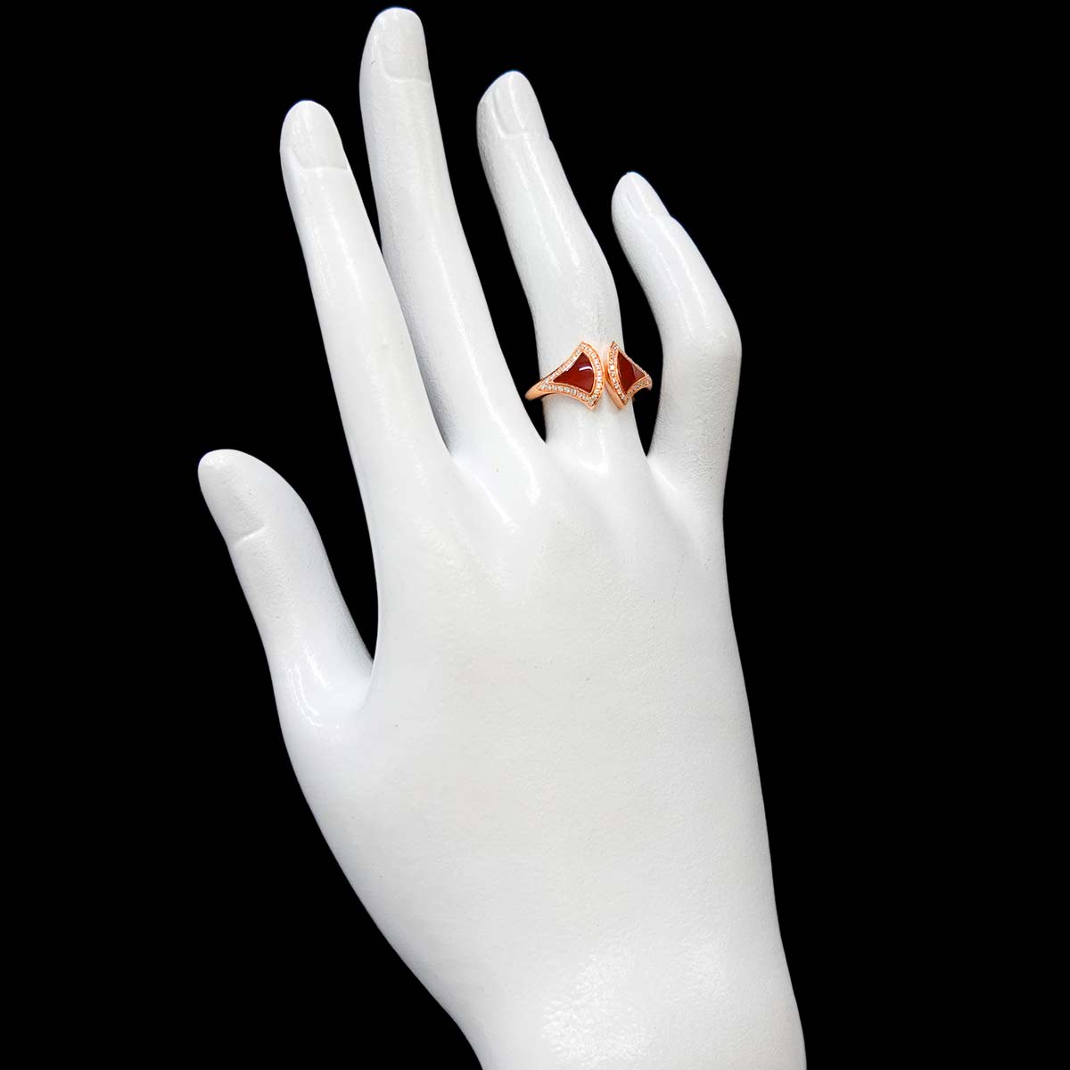 Carnelian Diamond Ring 18K PG 750 size53 6-6.25(US)