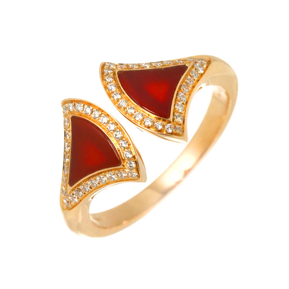 Carnelian Diamond Ring 18K PG 750 size53 6-6.25(US)