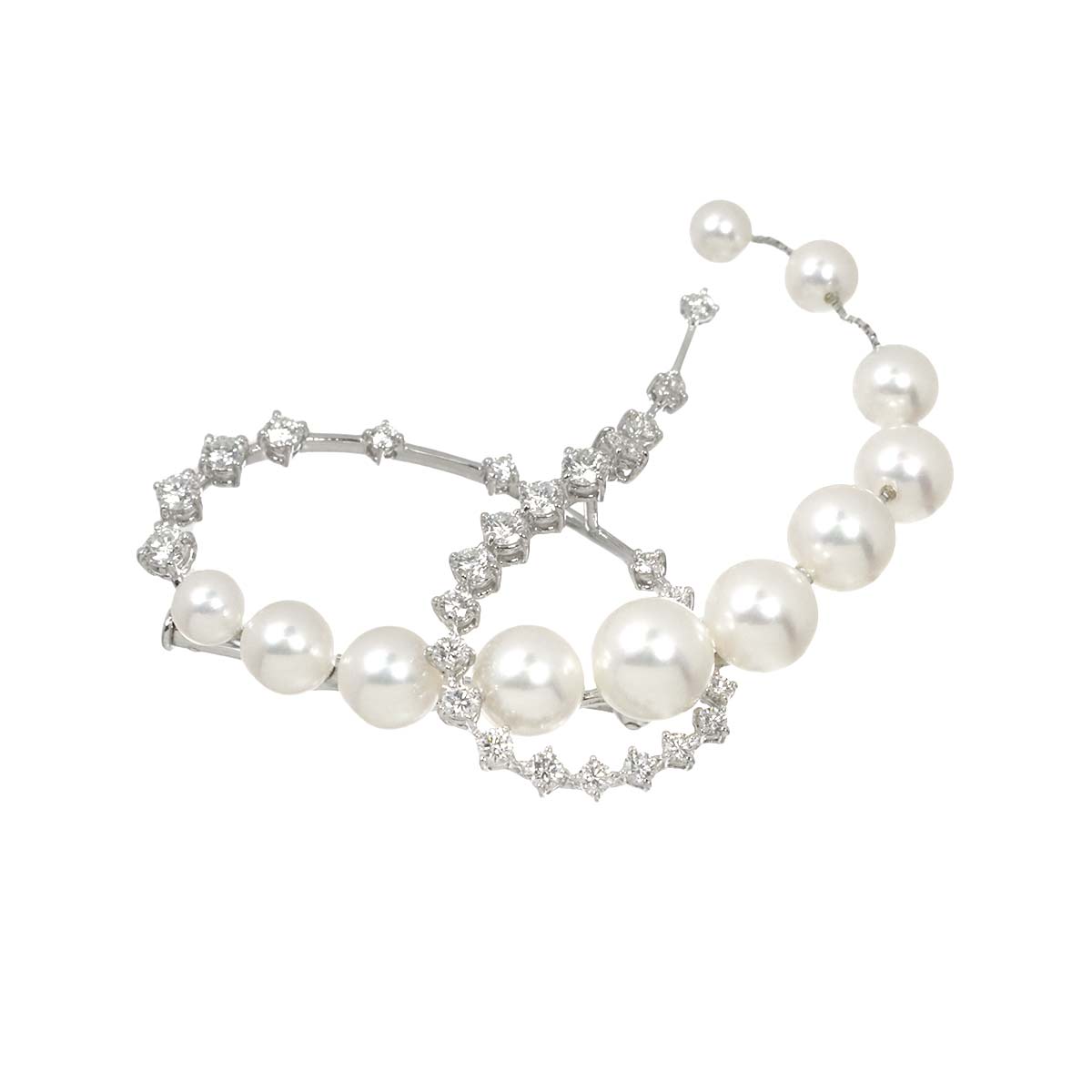 Akoya Pearl Diamond 1.58ct Brooch 18K WG 750