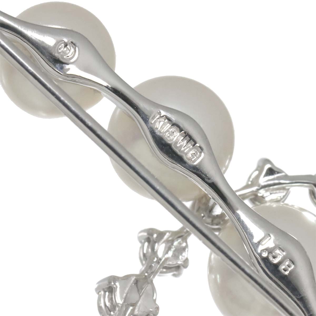 Akoya Pearl Diamond 1.58ct Brooch 18K WG 750