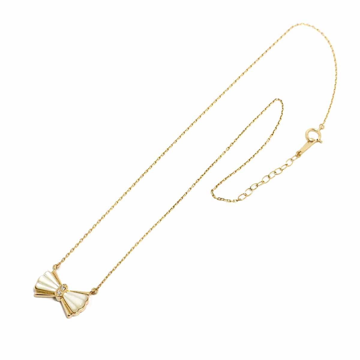MOP Diamond 0.02ct Necklace 18K YG 750