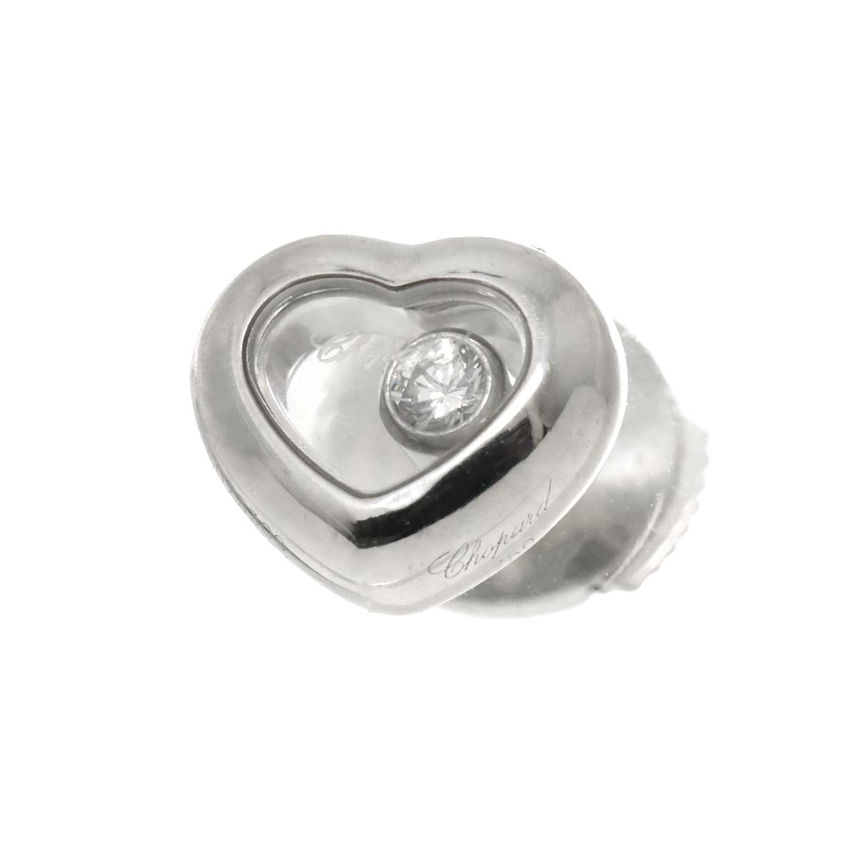 Happy Diamond Heart Earrings Pierced 18K WG 750 One Piece only