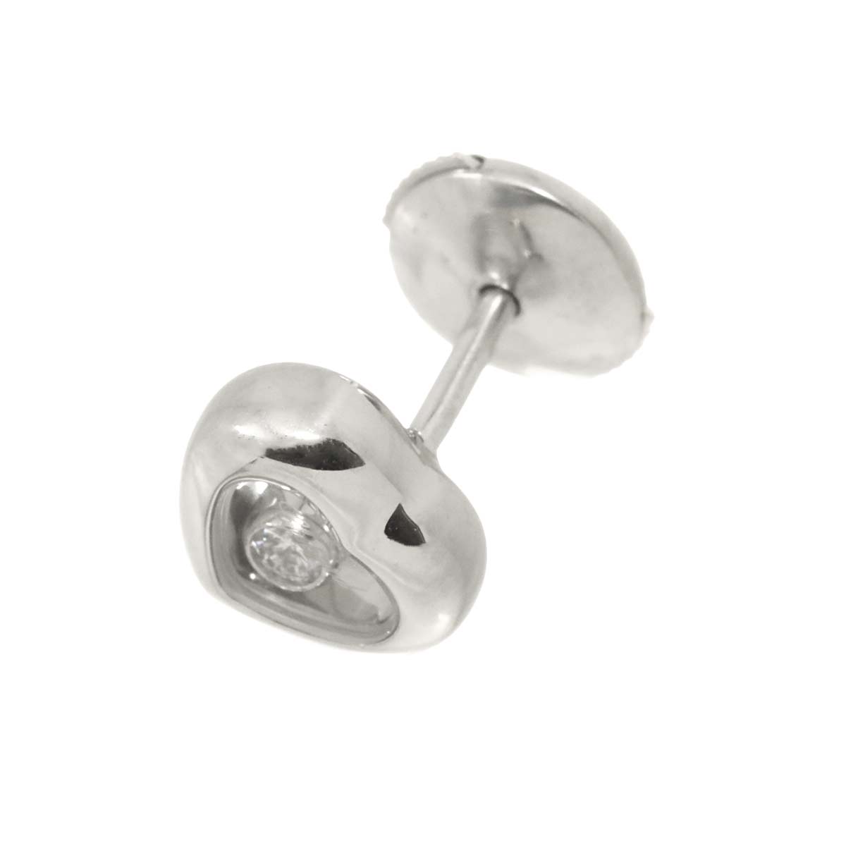 Happy Diamond Heart Earrings Pierced 18K WG 750 One Piece only