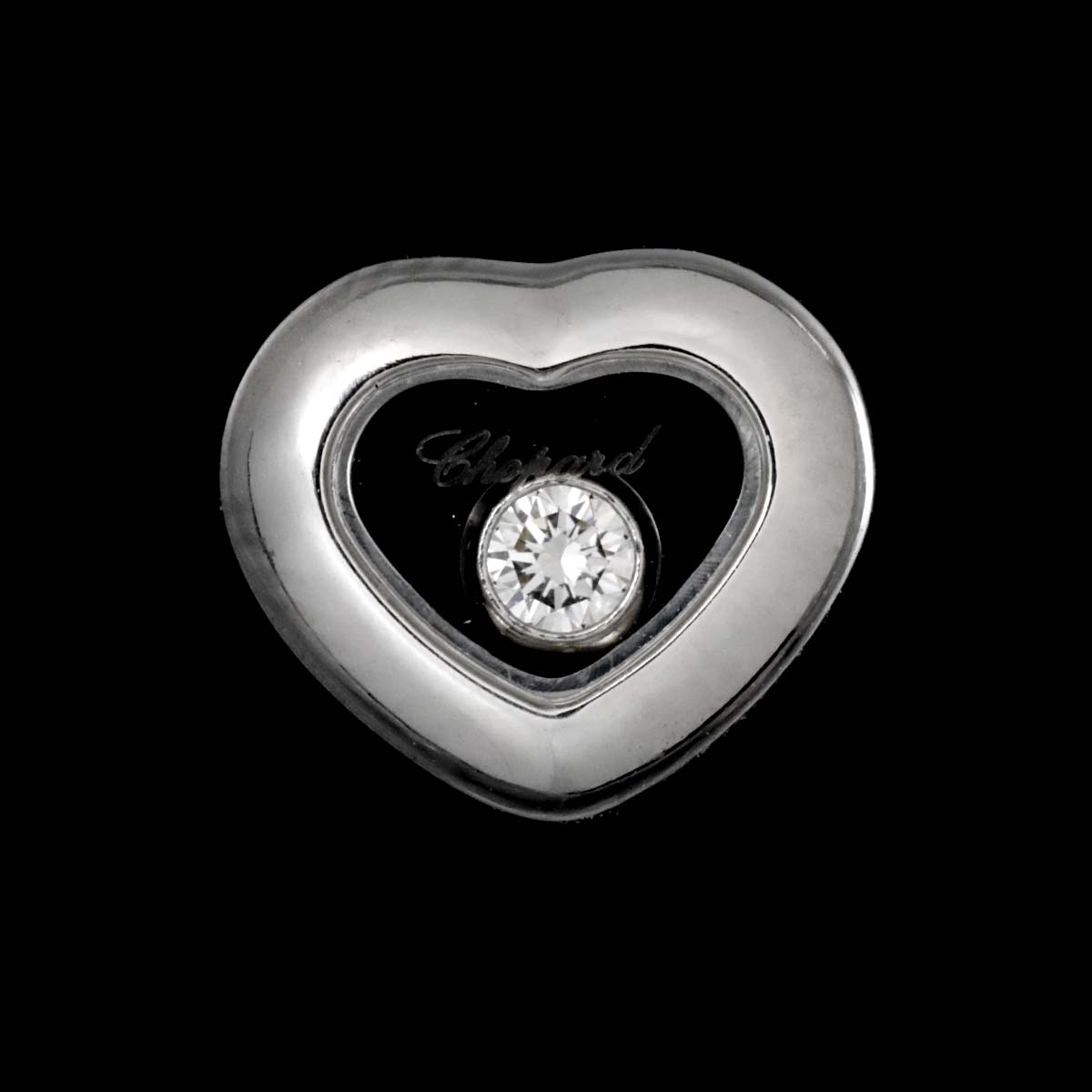 Happy Diamond Heart Earrings Pierced 18K WG 750 One Piece only