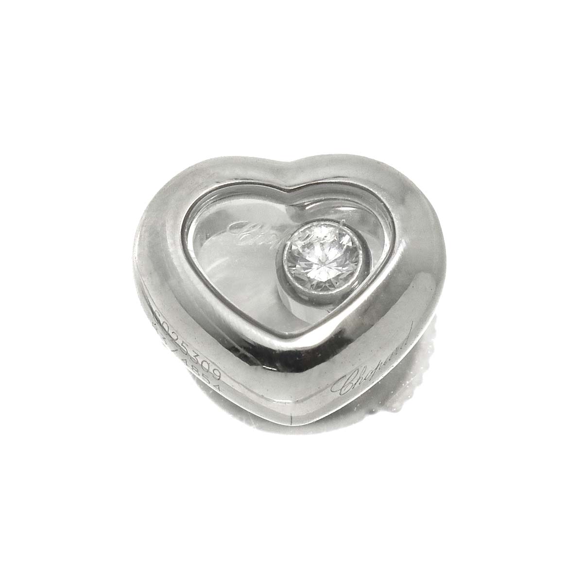 Happy Diamond Heart Earrings Pierced 18K WG 750 One Piece only