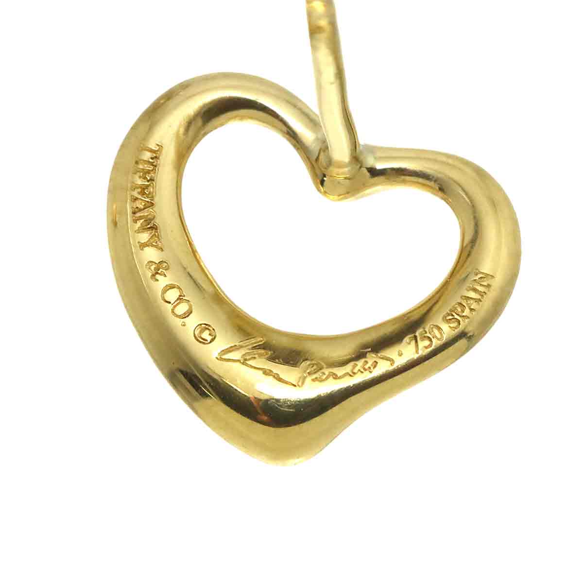 Open Heart Earrings Pierced 18K Yellow Gold 750