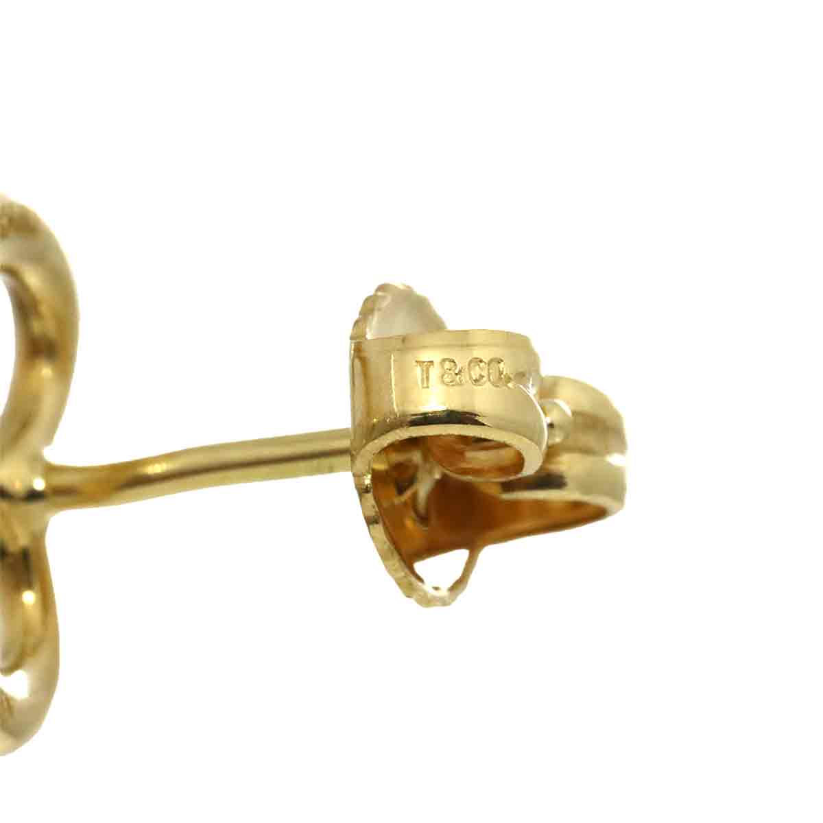 Open Heart Earrings Pierced 18K Yellow Gold 750