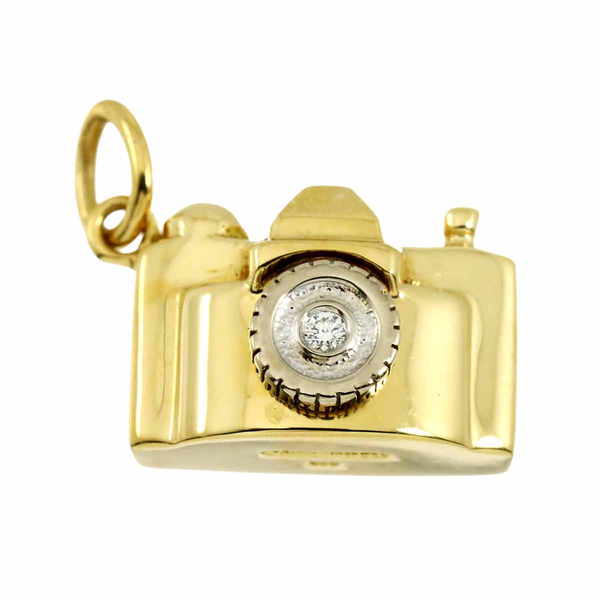 Camera Motif Diamond Pendant Top 18K YG WG 750
