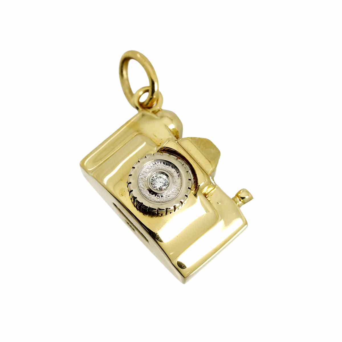 Camera Motif Diamond Pendant Top 18K YG WG 750