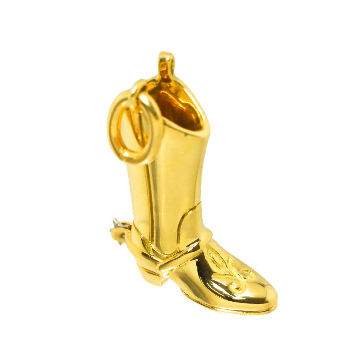 Western boots Motif Pendant Top 18K Yellow Gold 750