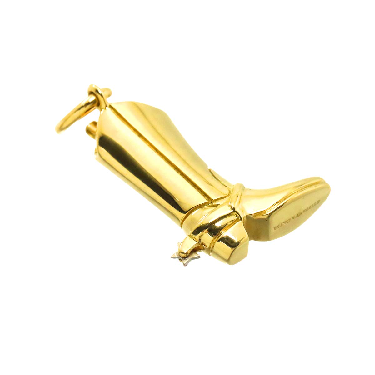 Western boots Motif Pendant Top 18K Yellow Gold 750