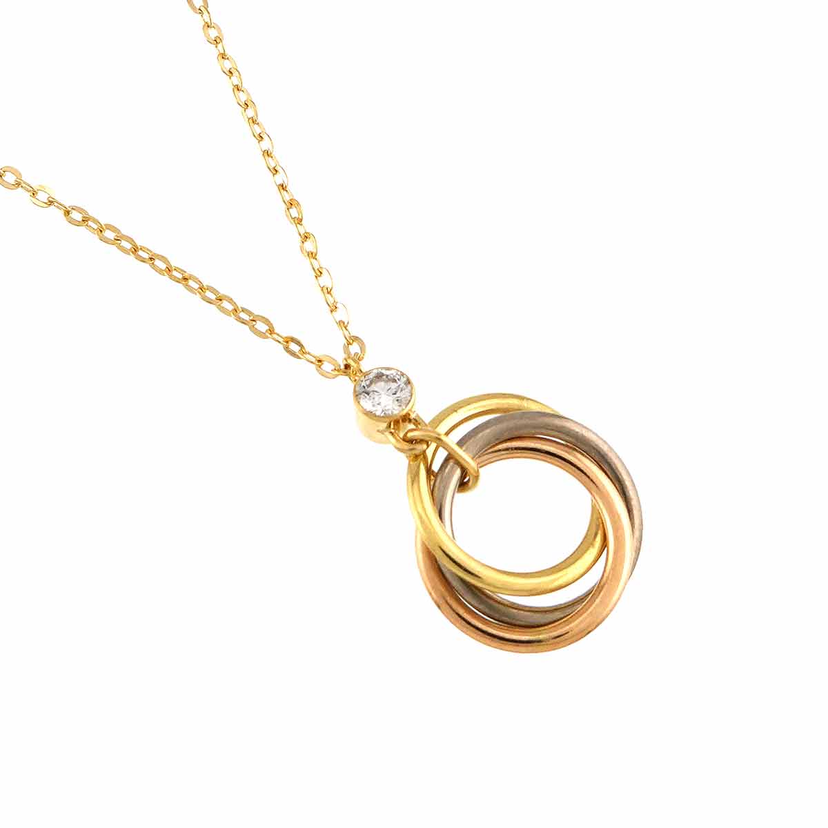 Trinity Diamond Necklace 18K YG WG PG 750