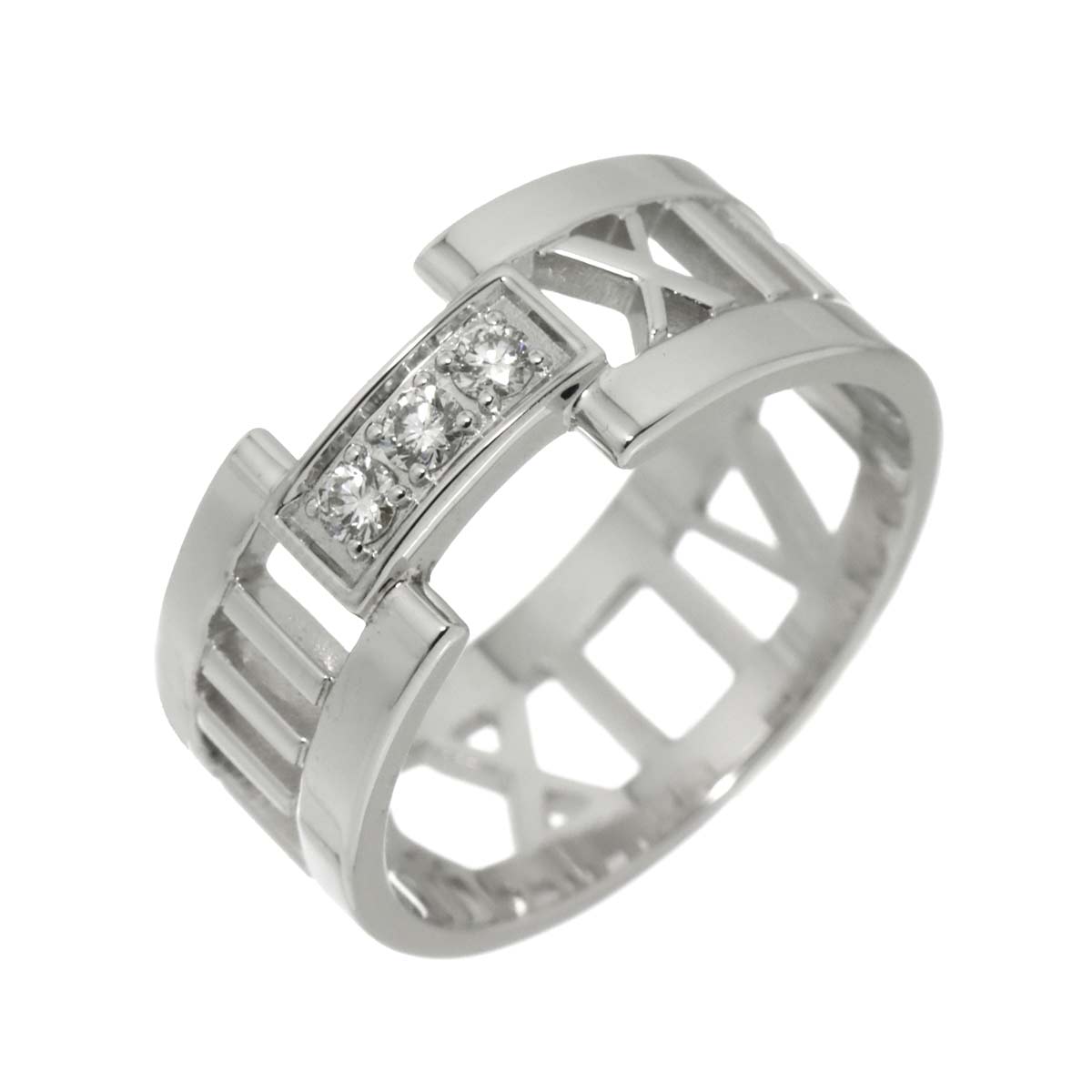 Atlas Diamond Ring 18K White Gold 750 size6.75(US)