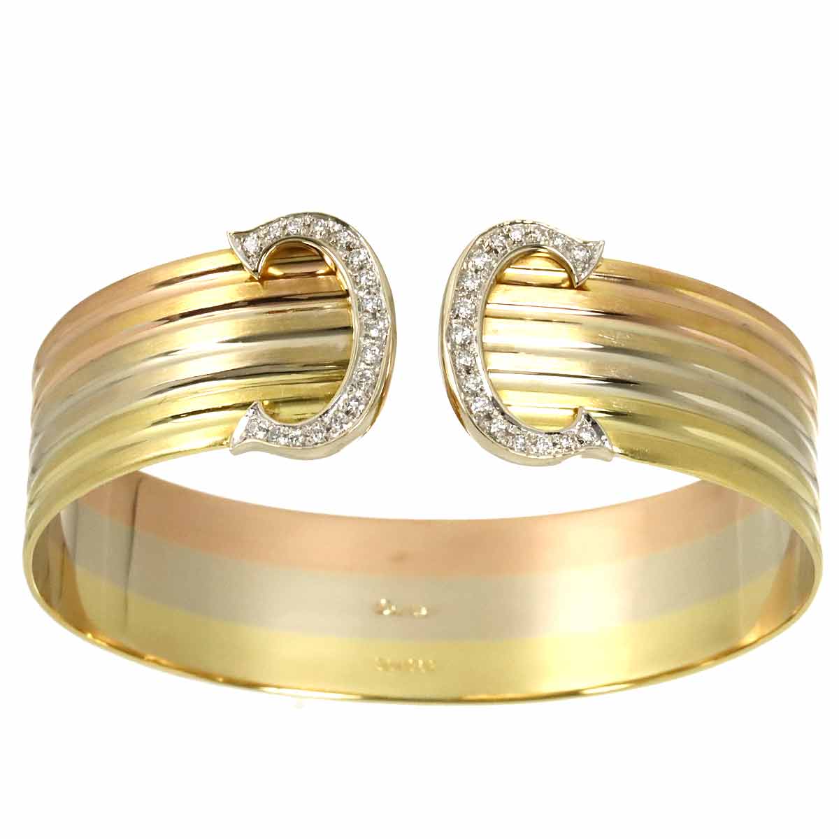 2C C2 Diamond Trinity Bangle Bracelet 18K YG WG PG 750