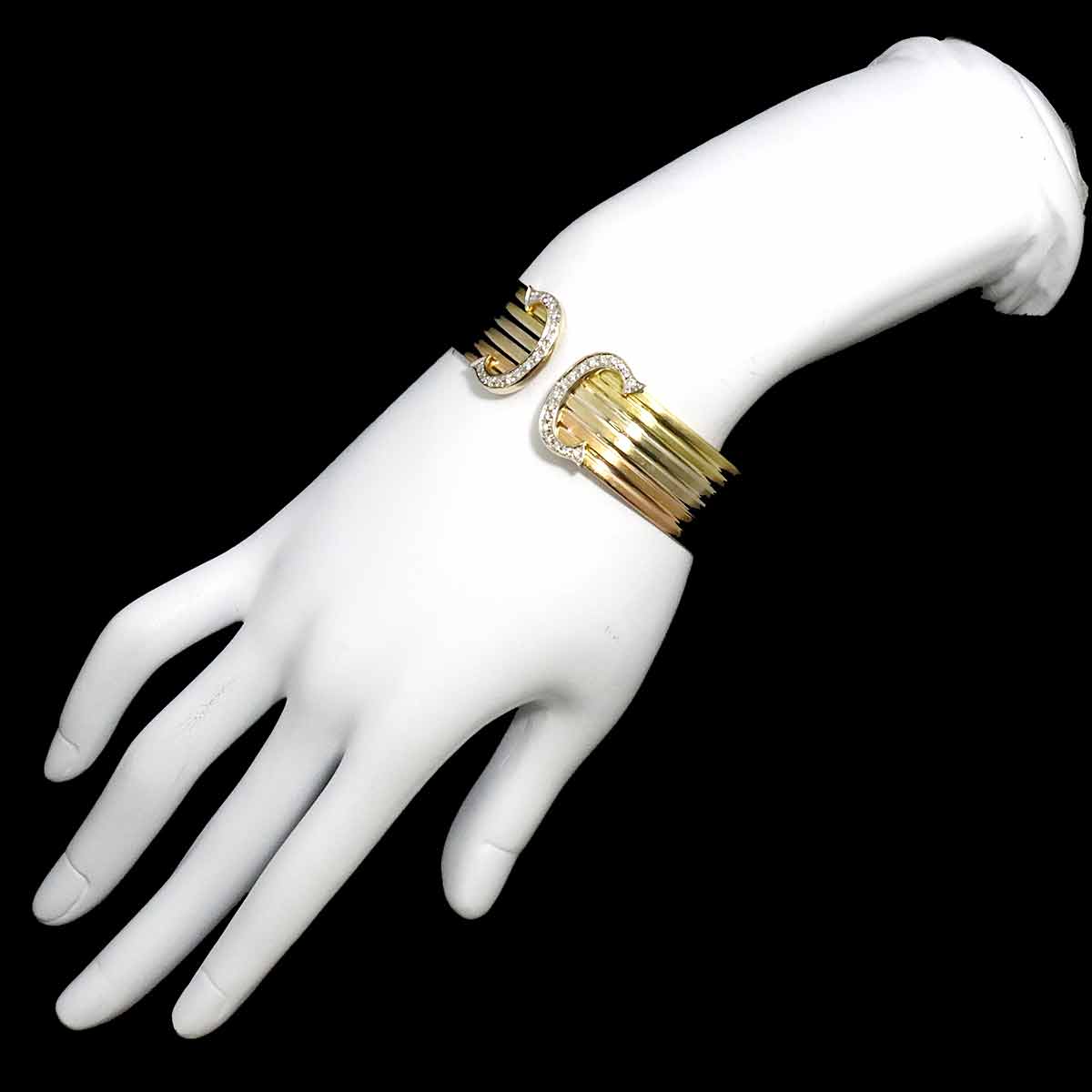 2C C2 Diamond Trinity Bangle Bracelet 18K YG WG PG 750