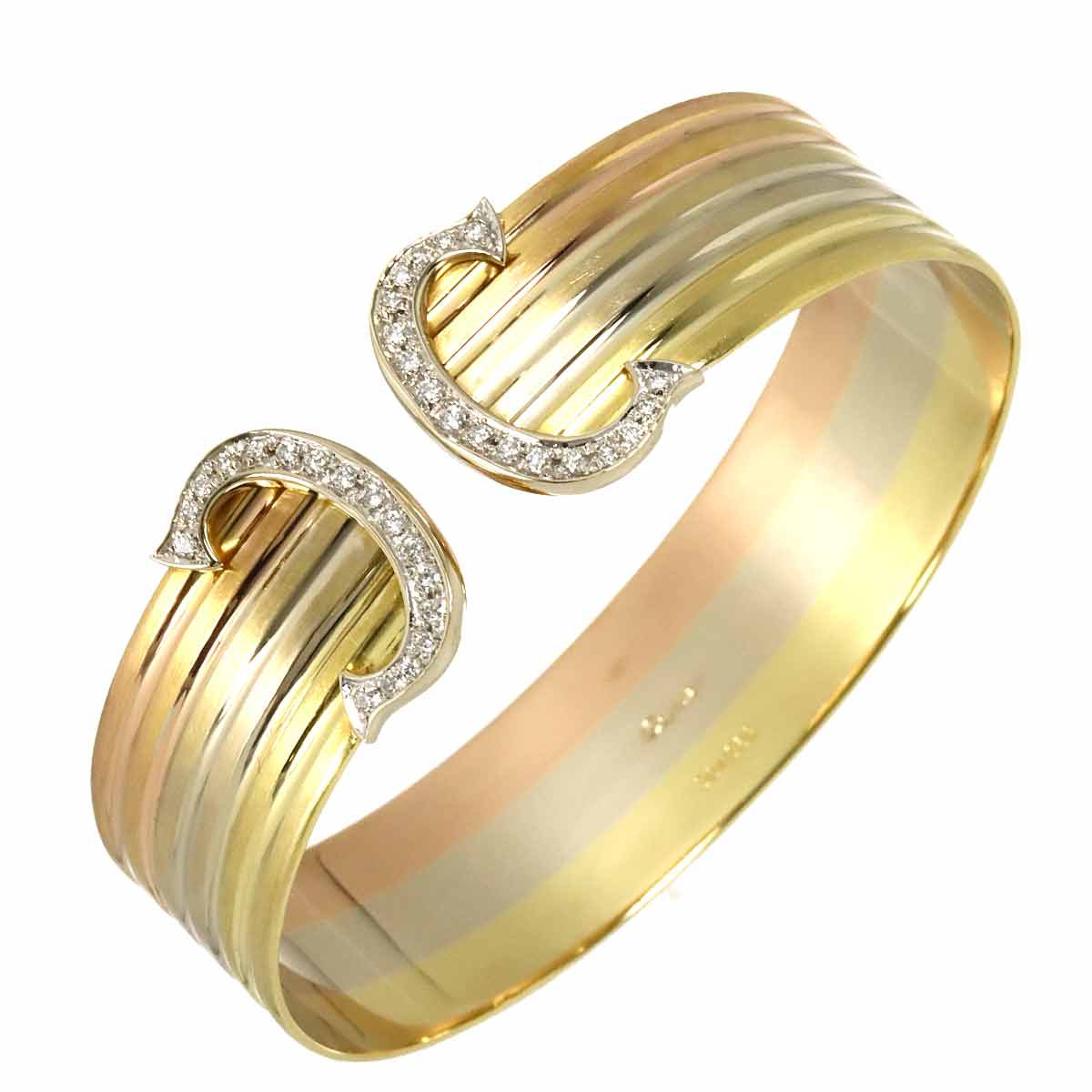 2C C2 Diamond Trinity Bangle Bracelet 18K YG WG PG 750