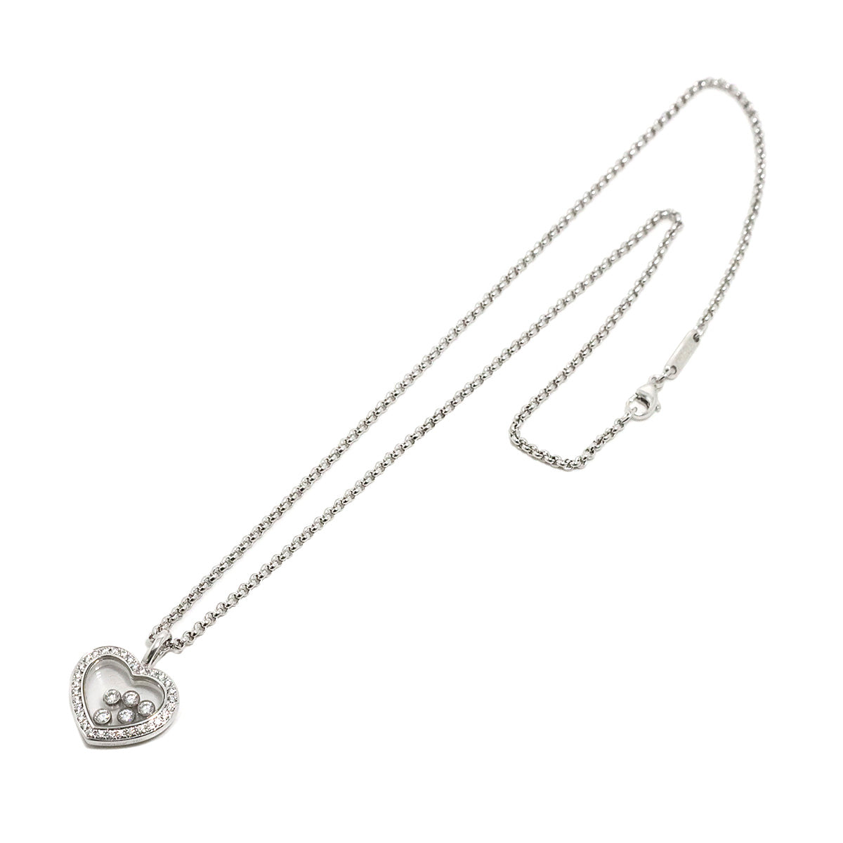 Happy Diamond Heart Necklace 18K White Gold 750