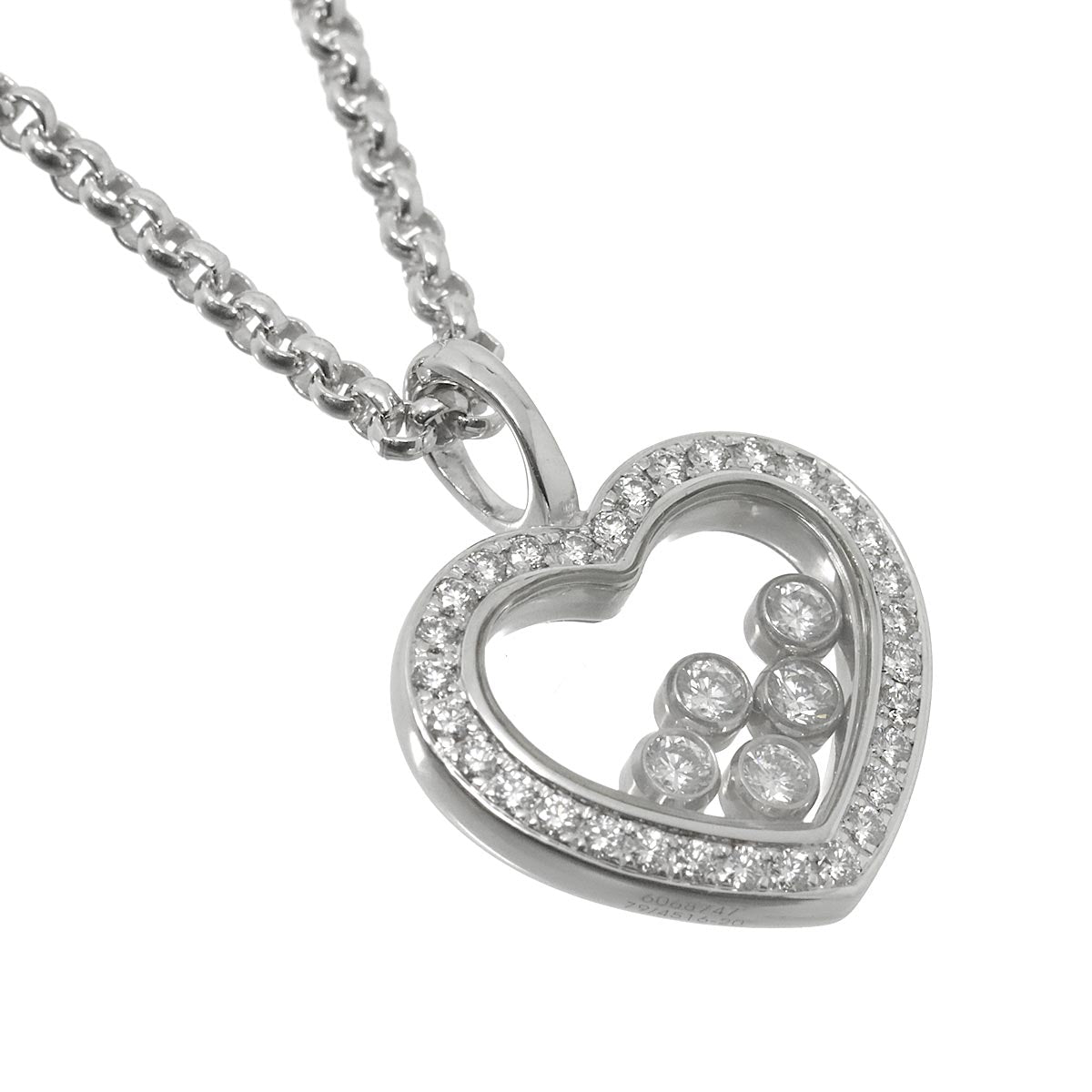 Happy Diamond Heart Necklace 18K White Gold 750