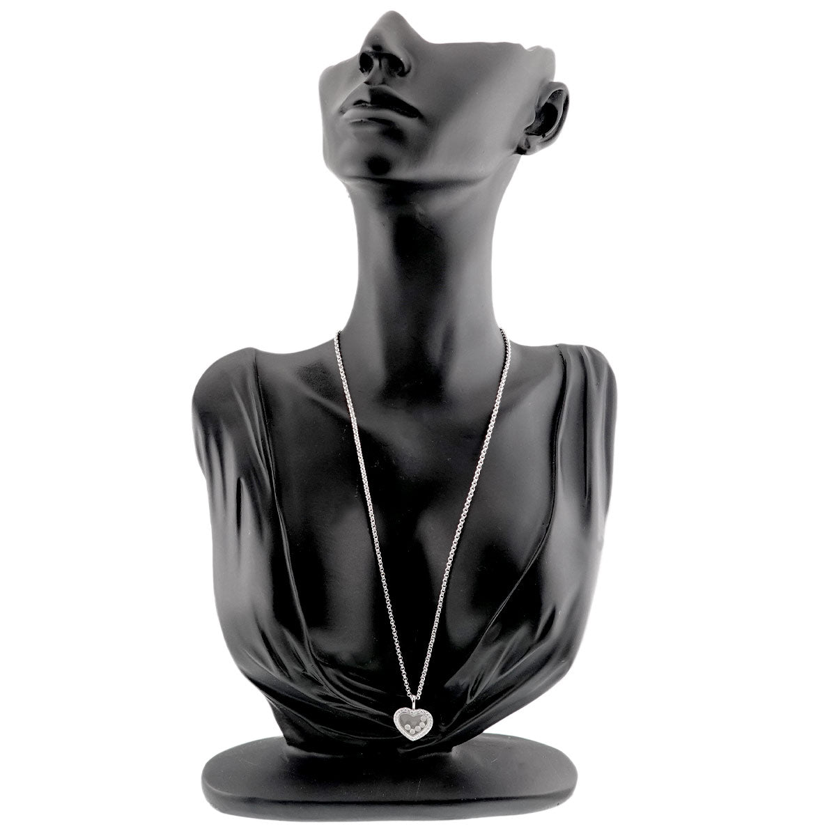 Happy Diamond Heart Necklace 18K White Gold 750