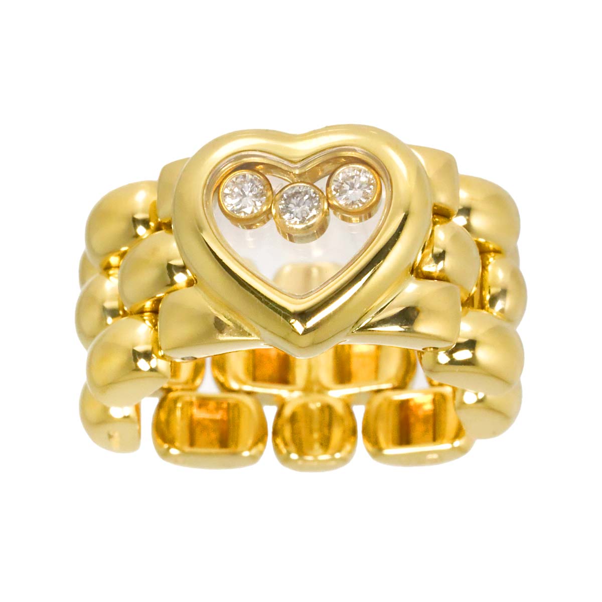 Happy Diamond Heart Ring 18K YG 750 Size5.25(US)