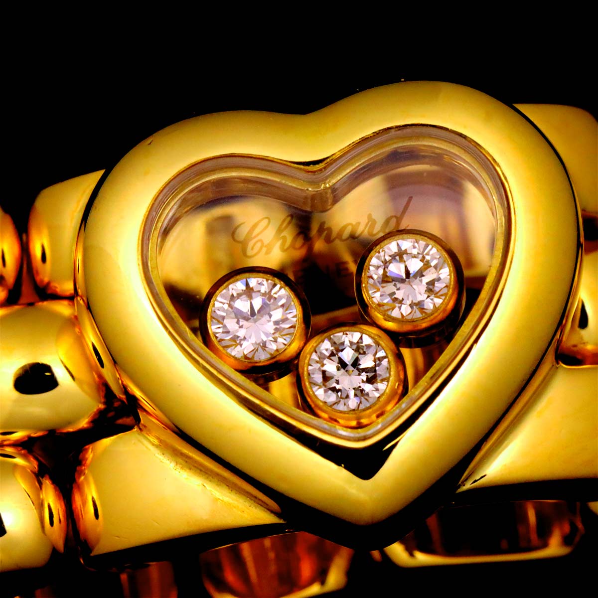 Happy Diamond Heart Ring 18K YG 750 Size5.25(US)