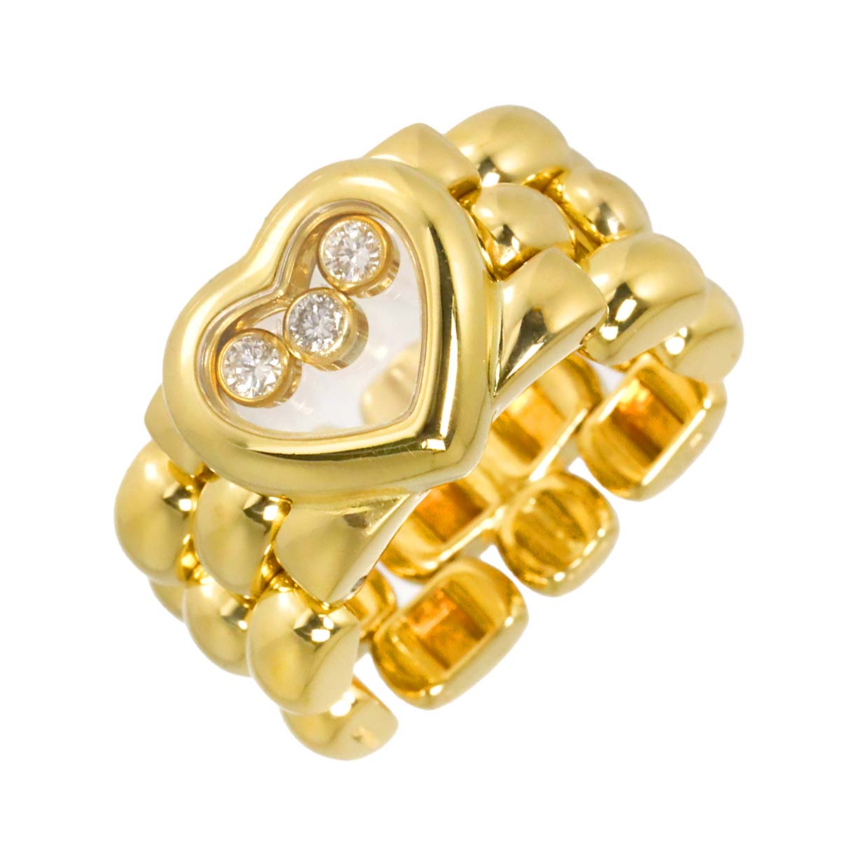 Happy Diamond Heart Ring 18K YG 750 Size5.25(US)