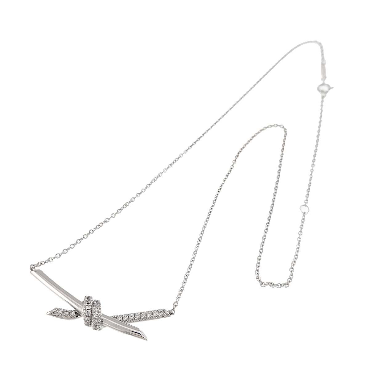 Knot Diamond 0.25ct Necklace 18K White Gold 750