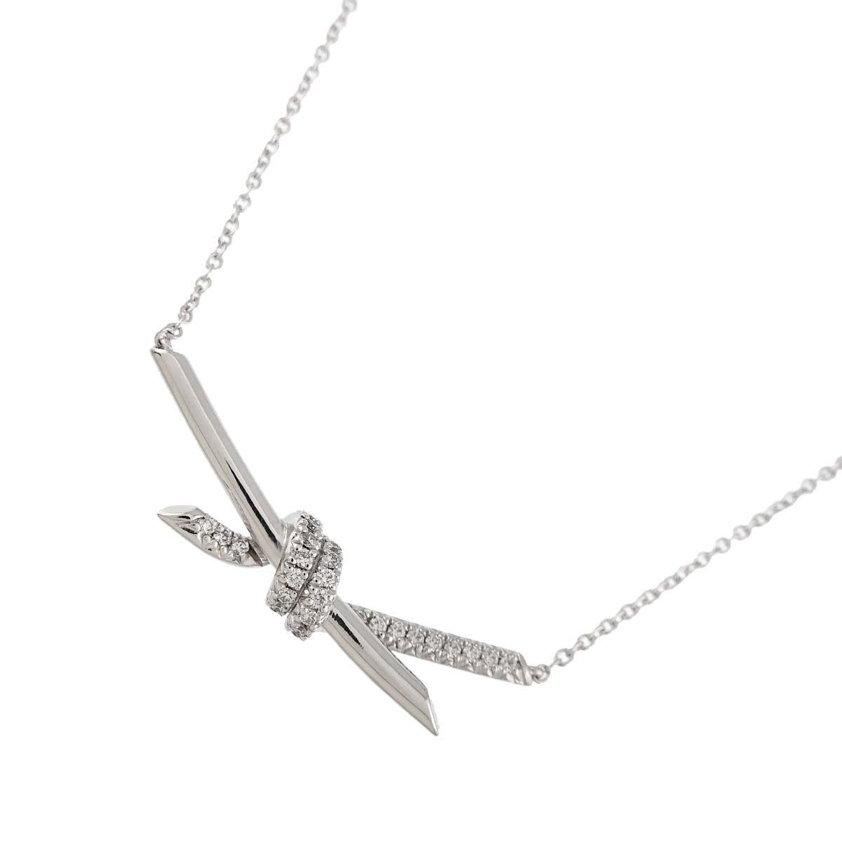 Knot Diamond 0.25ct Necklace 18K White Gold 750