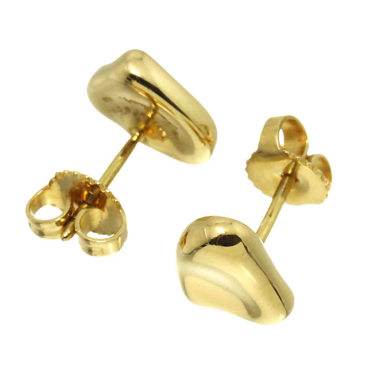 Full Heart Earrings Pierced 18K Yellow Gold 750