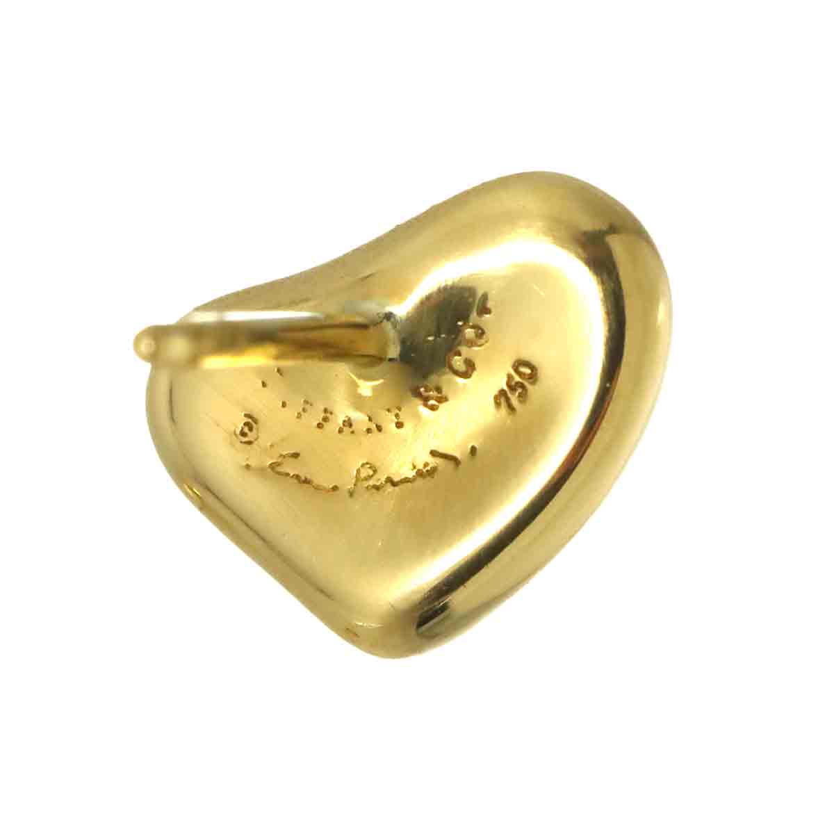 Full Heart Earrings Pierced 18K Yellow Gold 750