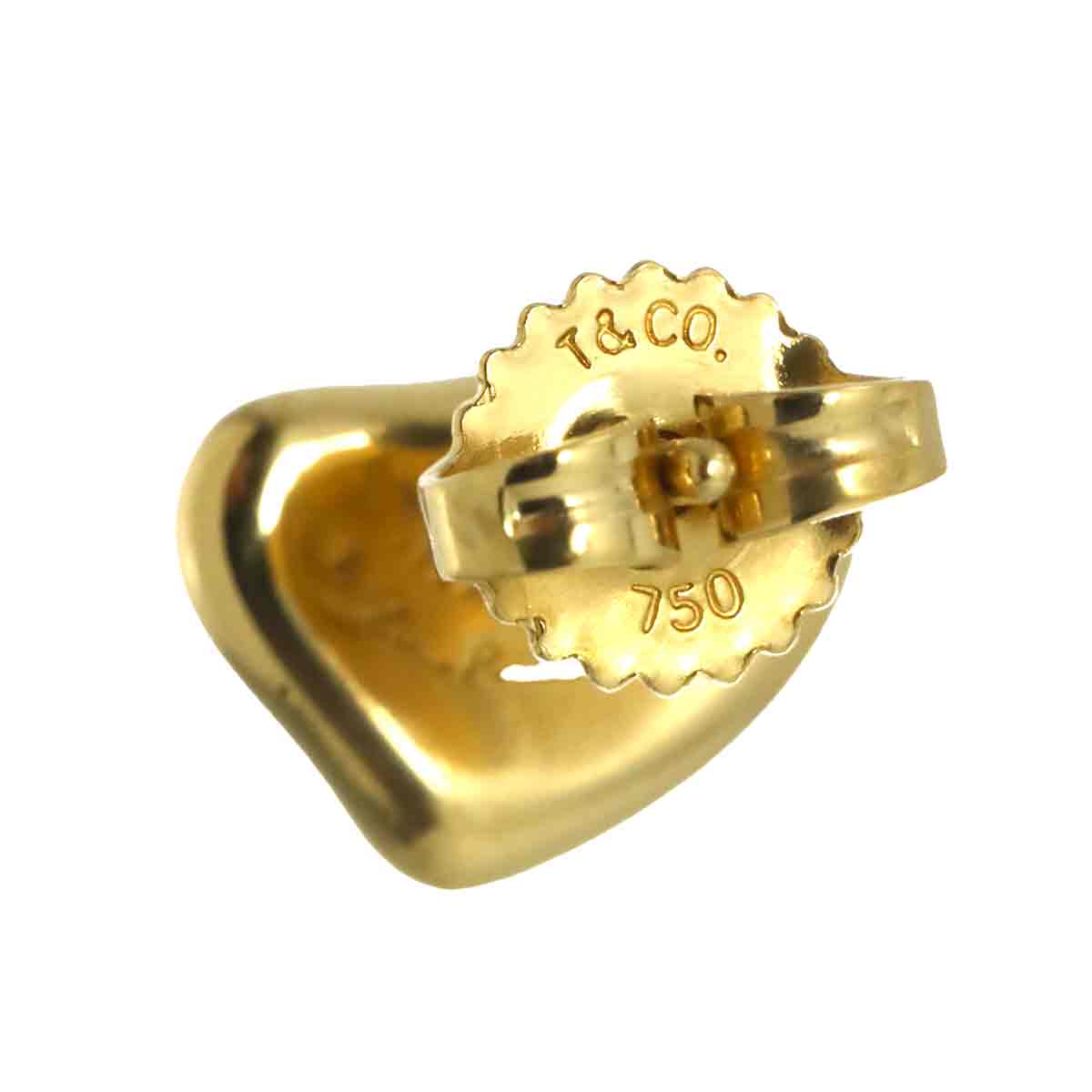 Full Heart Earrings Pierced 18K Yellow Gold 750