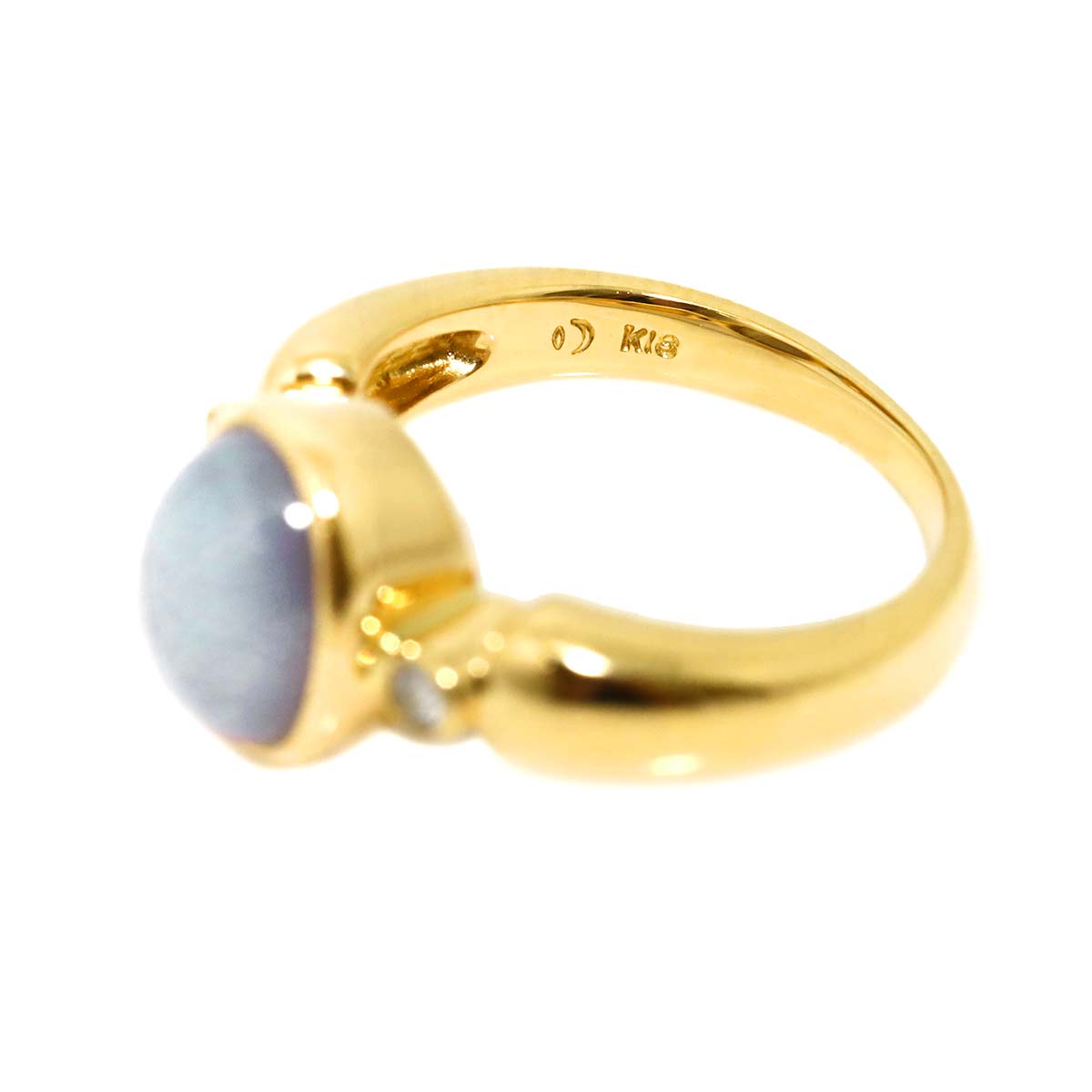 StarSapphire Diamond 0.06ct Ring 18K YG 750 size4.5(US)