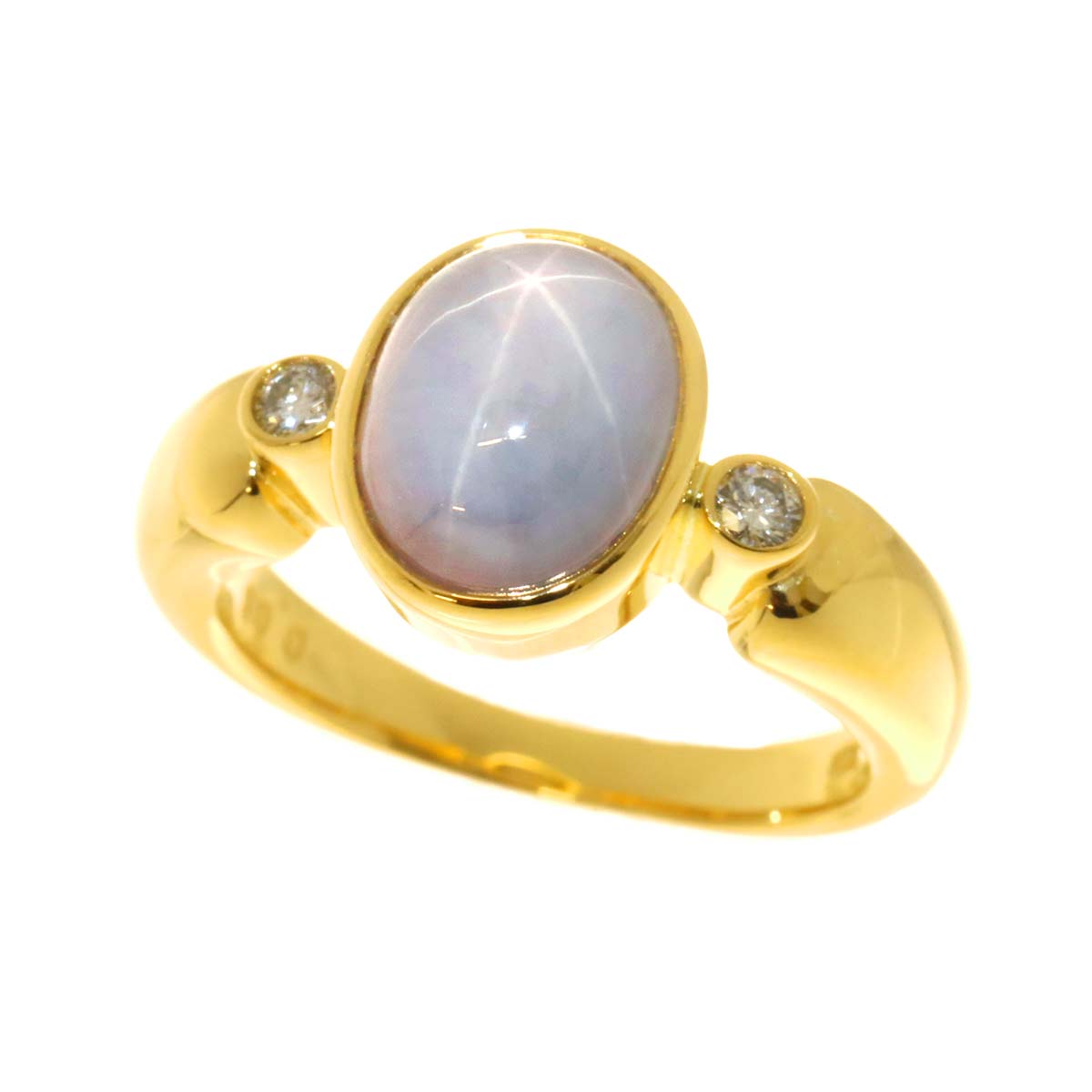StarSapphire Diamond 0.06ct Ring 18K YG 750 size4.5(US)