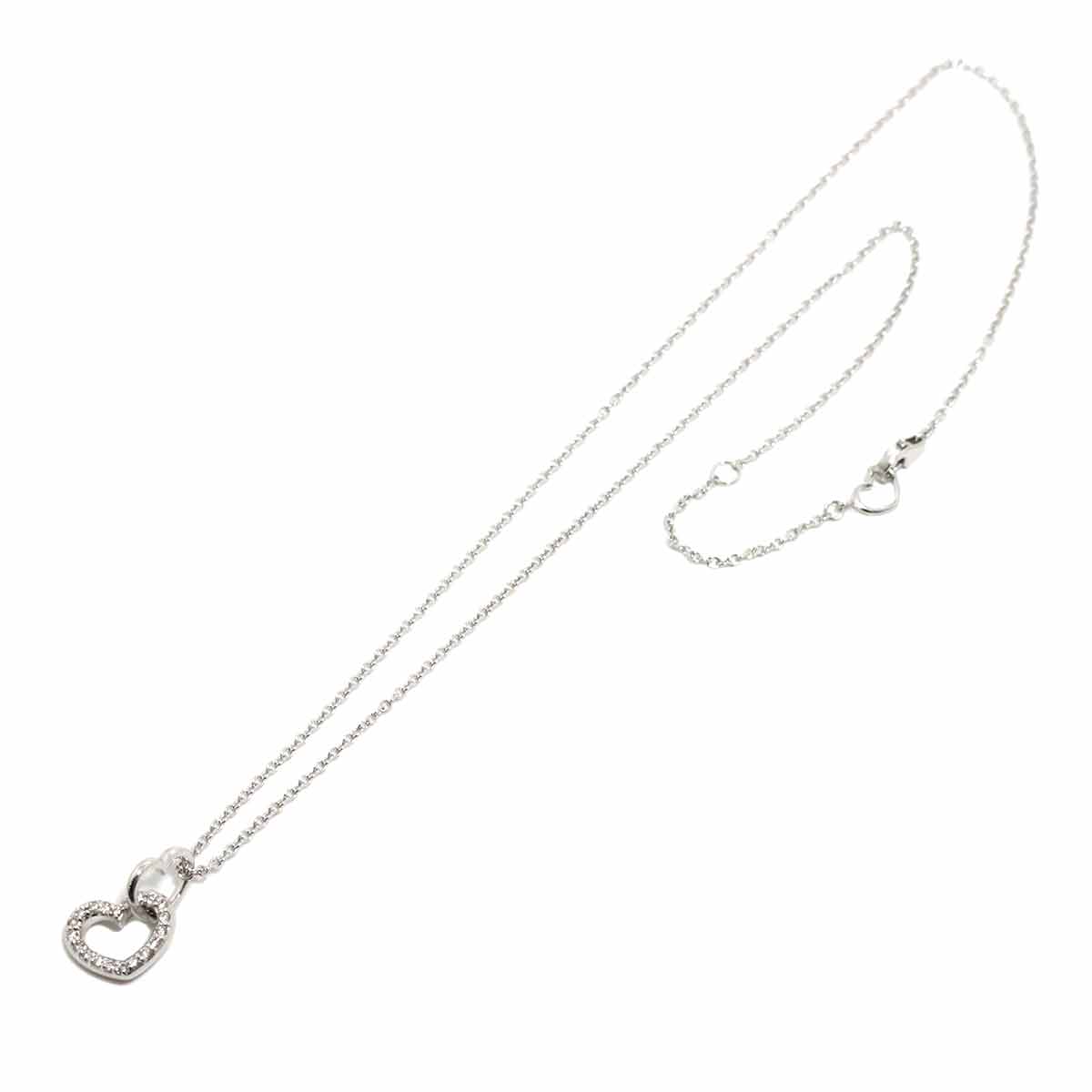 Heart Motif Diamond 0.11ct Necklace 18K White Gold 750
