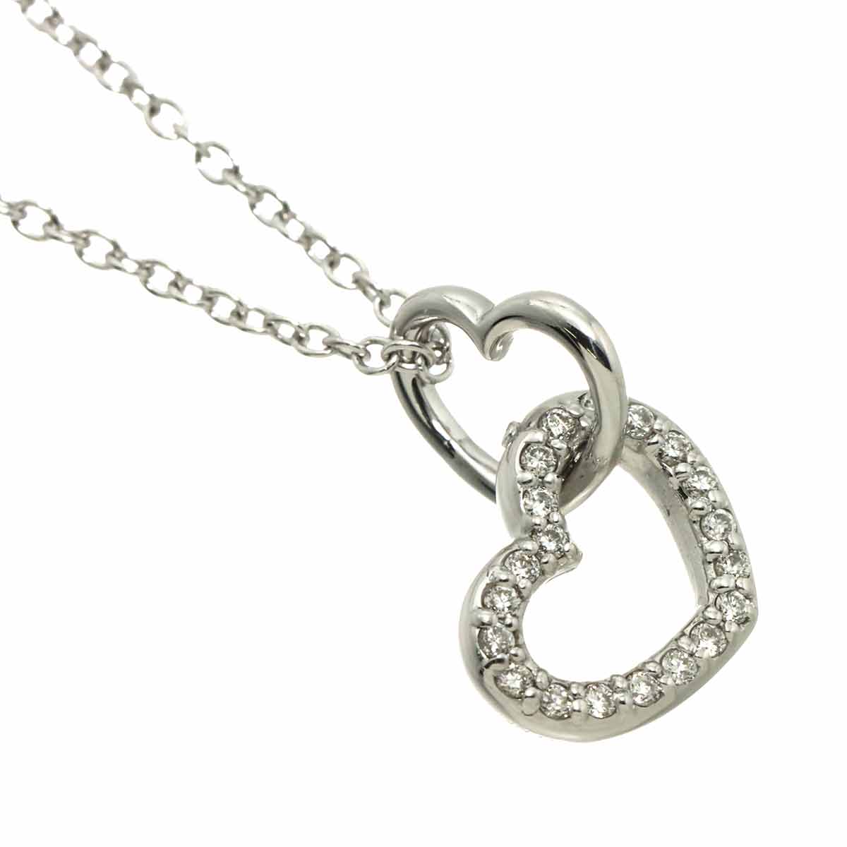 Heart Motif Diamond 0.11ct Necklace 18K White Gold 750